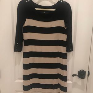 WHBM Black and Tan striped dress